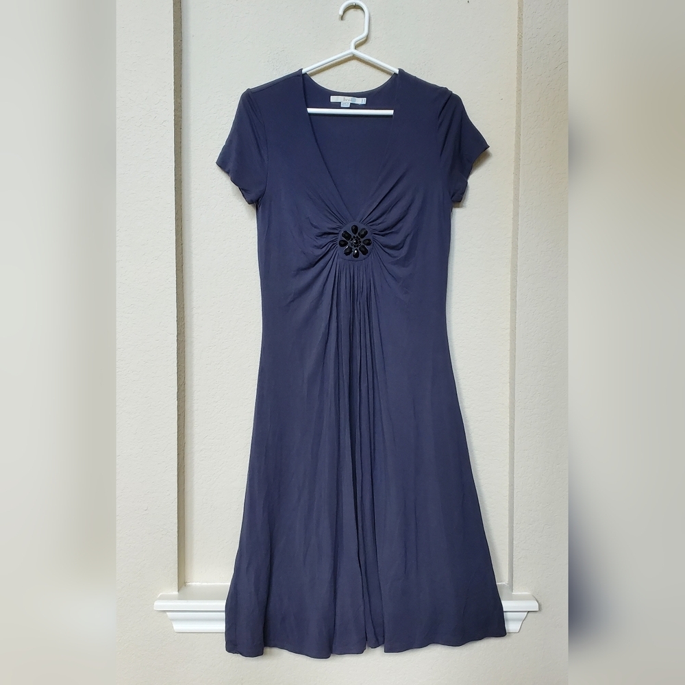 Boden Dark Gray Jeweled V Neck Dress. Size 10L